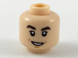 Light Nougat Minifigure, Head Dark Brown Eyebrows, Small Lopsided Grin Pattern - Hollow Stud