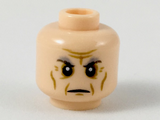 Light Nougat Minifigure, Head Dark and Light Bluish Gray Eyebrows, Dark Tan Facial Lines Pattern - Hollow Stud