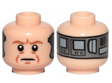 Light Nougat Minifigure, Head Dual Side Alien with SW Dark Orange Eyebrows, Eyes with Pupils, Wrinkles, Frown / Implant Pattern (Lobot) - Hollow Stud