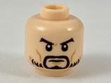 Light Nougat Minifigure, Head with Black Eyebrows, Goatee, Light Beard, Medium Nougat Cheek Lines Pattern - Hollow Stud