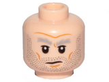 Light Nougat Minifigure, Head Gray Bushy Eyebrows, Stubble, Cheeks Lines (Griff Halloran) - Hollow Stud