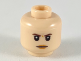 Light Nougat Minifigure, Head Female Dark Brown Eyebrows, Dark Orange Wrinkle Between Eyes, Peach Lips Pattern - Hollow Stud