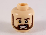 Light Nougat Minifigure, Head Dark Brown Eyebrows and Beard with Dark Tan Highlights Pattern