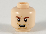 Light Nougat Minifigure, Head Reddish Brown Eyebrows, Dark Orange Spots, Medium Nougat Goatee Stubble Pattern - Hollow Stud