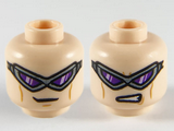 Light Nougat Minifigure, Head Dual Sided Pearl Dark Gray Visor, Dark Purple Lenses, Medium Nougat Cheek Lines, Small Grin / Gritted Teeth Pattern - Hollow Stud