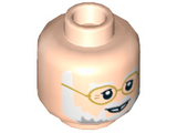 Light Nougat Minifigure, Head Gold Rimmed Glasses, White Beard, Gap Tooth Smile Pattern - Hollow Stud