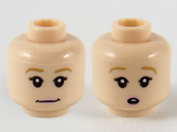 Light Nougat Minifigure, Head Dual Sided Female Pink Lips, Dark Tan Eyebrows, Neutral / Surprised Pattern - Hollow Stud