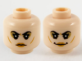 Light Nougat Minifigure, Head Dual Sided Female, Black Eyebrows, Dark Tan Around Eyes, Medium Nougat Lips, Neutral / Grin Pattern - Hollow Stud