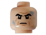 Light Nougat Minifigure, Head Black Eyebrows, Furrowed Brow, Crow's Feet, Cheek Lines and Water Drops Pattern - Hollow Stud