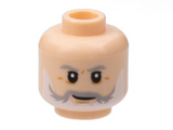 Light Nougat Minifigure, Head Light Bluish Gray Eyebrows and Moustache, White Beard, Grin Pattern - Hollow Stud