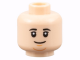 Light Nougat Minifigure, Head Black Eyebrows, Grin, Medium Nougat Dimple and Chin Pattern - Hollow Stud