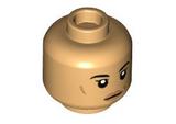 Medium Tan Minifigure, Head Female Black Eyebrows, Medium Nougat Lips, Cheek Lines and Chin Dimple, Neutral Pattern - Hollow Stud