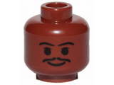 Reddish Brown Minifigure, Head Moustache Thin, Standard Grin, Eyebrows, Small Eyelashes Pattern (SW Lando) - Hollow Stud