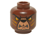 Reddish Brown Minifigure, Head Alien Chima Bear with Black Nose, Orange Eyes, Medium Nougat Face and Orange Slash Marks Pattern (Bladvic) - Hollow Stud