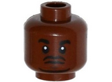 Reddish Brown Minifig, Head Black Beard and Eyebrows, Goatee, Pupils, Dark Bluish Gray Lines under Eyes Pattern (Barry) - Stud Recessed