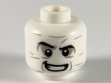 White Minifigure, Head Black Eyebrows, Light Bluish Gray Wrinkles and Eyeshadow, Lopsided Grin Pattern - Hollow Stud