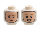 White Minifigure, Head Dual Sided Balaclava, Light Nougat Face, Dark Tan Eyebrows, Neutral / Open Mouth Pattern - Hollow Stud