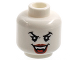 White Minifigure, Head Female, Black Sharp Eyebrows, Dark Red Lips, Fangs Pattern - Hollow Stud