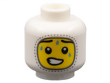 White Minifigure, Head Balaclava, Yellow Face, Sweat Drops Pattern - Hollow Stud