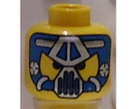 Yellow Minifigure, Head Alien with Blue and Silver Mask Type 2 Pattern - Blocked Open Stud
