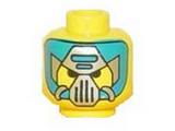 Yellow Minifigure, Head Alien with Blue and Silver Mask Type 3 Pattern - Blocked Open Stud