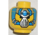 Yellow Minifig, Head Alien with Blue and Silver Mask Type 1 Pattern - Blocked Open Stud