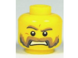 Yellow Minifigure, Head Moustache Mutton Chops with Brown and Gray Sideburns, Brown and Gray Eyebrows, Pupils Pattern - Hollow Stud