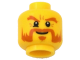 Yellow Minifigure, Head Moustache Mutton Chops, Dark Orange Sideburns, Bushy Eyebrows, Goatee, White Pupils Pattern - Hollow Stud