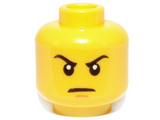 Yellow Minifigure, Head Male Stern Black Eyebrows, White Pupils, Scowl Pattern (Lloyd) - Hollow Stud