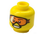 Yellow Minifigure, Head Glasses with Orange Goggles and Open Smile Pattern - Hollow Stud