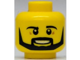 Yellow Minifigure, Head Beard Black Angular, Pupils, Teeth Pattern - Hollow Stud