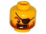 Yellow Minifigure, Head Beard Dark Orange, Gold Teeth, Eyepatch Pattern - Hollow Stud