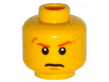 Yellow Minifigure, Head Dark Orange Eyebrows, Scar over Right Eye, Scowl Pattern - Hollow Stud