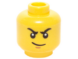 Yellow Minifigure, Head Male Stern Black Eyebrows, White Pupils and Smirk Pattern (Kai) - Hollow Stud