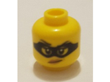 Yellow Minifigure, Head Female Black Eye Mask, Black Eyebrows with One Eyebrow Raised, Red Lips with Smirk Pattern - Hollow Stud