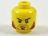 Yellow Minifigure, Head Beard Stubble Dark Red, Sideburns, Goatee, Curved Black Eyebrows Pattern - Hollow Stud