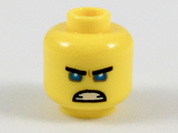 Yellow Minifig, Head Black Straight Eyebrows, Medium Blue Eyes, Semicircle Scowl Pattern - Hollow Stud