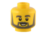 Yellow Minifigure, Head Beard with Thick Gray Eyebrows, Angular Beard, Open White Mouth, White Pupils Pattern - Hollow Stud