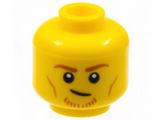 Yellow Minifigure, Head Dark Orange Eyebrows and Chin Whiskers, Medium Nougat Cheek Lines Pattern - Hollow Stud