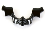 Black Minifigure, Visor Chin Guard Elaborate with Silver Fangs Pattern