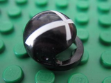 Black Minifigure, Headgear Helmet Motorcycle (Standard) with White 'X' Pattern