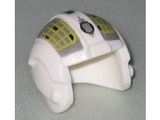 White Minifig, Headgear Helmet SW Rebel Pilot with Yellow Grid on Light Bluish Gray Pattern