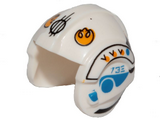 White Minifig, Headgear Helmet SW Rebel Pilot with Yellow Rebel Logo and Blue Markings Pattern (Sandspeeder Gunner)