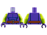 Dark Purple Torso Dark Blue Muscle Contours, Reddish Brown Belt with Silver Letter G Buckle Pattern / Lime Arms / Dark Purple Hands