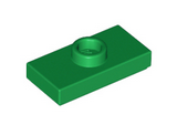 Green Plate, Modified 1 x 2 with 1 Stud with Groove and Bottom Stud Holder (Jumper)