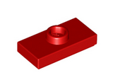 Red Plate, Modified 1 x 2 with 1 Stud with Groove and Bottom Stud Holder (Jumper)