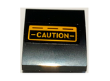 Black Slope, Curved 2 x 2 x 2/3 with Bright Light Orange '- CAUTION -' Pattern (Sticker) – Set 10304