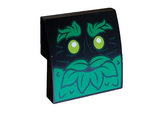 Black Slope, Curved 2 x 2 x 2/3 with Smiling Tree Face with Lime Eyes, Green Leaves Eyebrows, Moustache and Beard Pattern