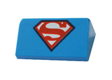 Dark Azure Dark Azure Slope 30 1 x 2 x 2/3 with Superheroes / Superman 'S' Logo Pattern