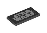 Black Tile 2 x 4 with Star Wars Logo Pattern